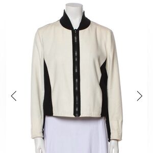 Akris Punto Colorblock Zip Front Jacket Black Ivory Bomber Style